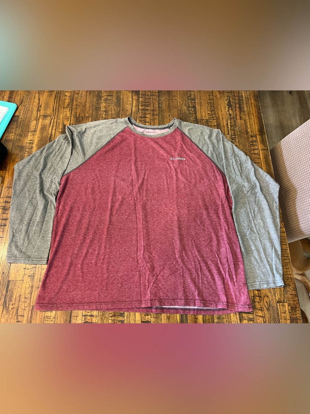 Columbia Men’s Thistletown Park Raglan Long Sleeve Tee - Size XXL - Red and Grey
